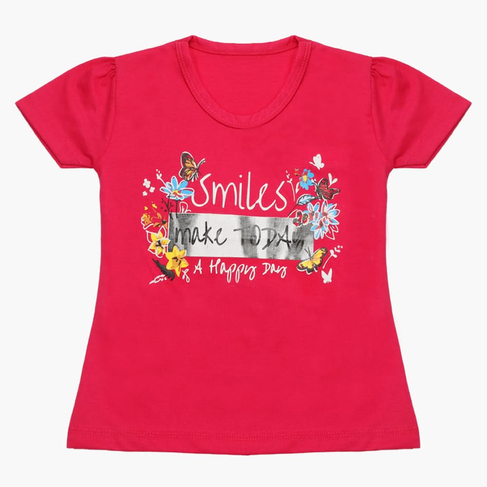 Girls Half Sleeves T-Shirt - Dark Pink, Girls T-Shirts, Chase Value, Chase Value