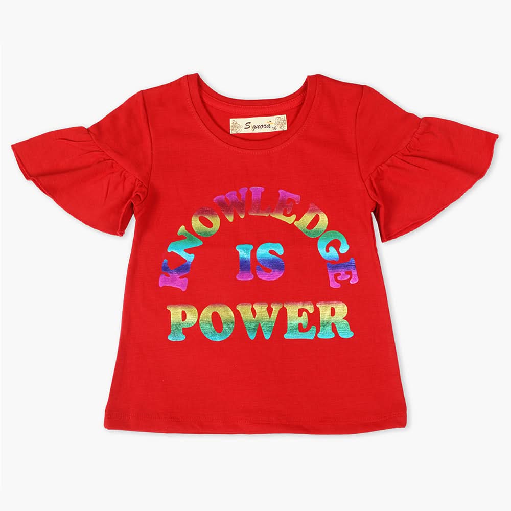 Girls Half Sleeves T-Shirt - Red, Girls T-Shirts, Chase Value, Chase Value