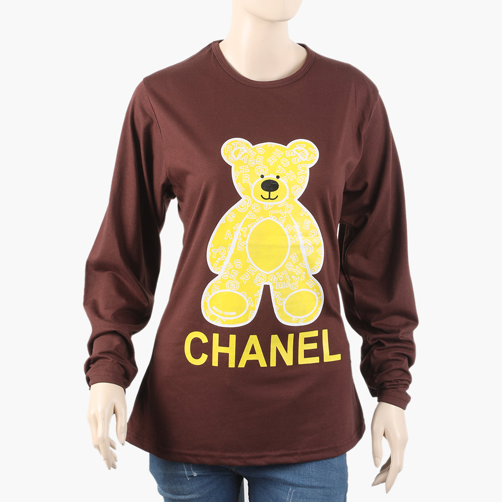 Women's Full Sleeves T-Shirt - Brown, Women T-Shirts & Tops, Chase Value, Chase Value