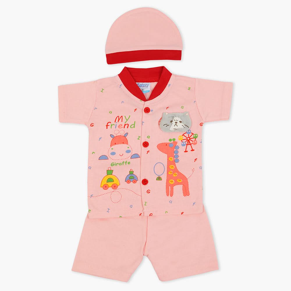 Newborn Boys Half Sleeves Suit - Pink, Newborn Boys Sets & Suits, Chase Value, Chase Value