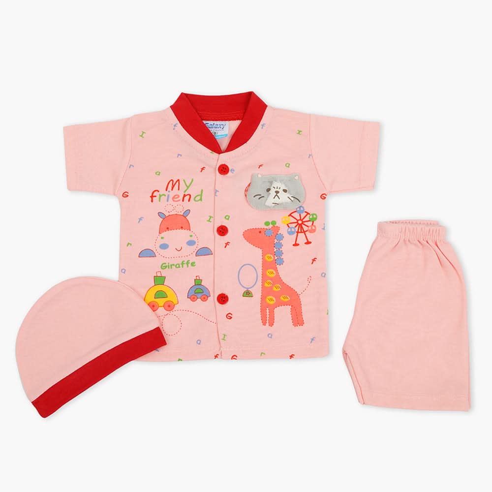 Newborn Boys Half Sleeves Suit - Pink, Newborn Boys Sets & Suits, Chase Value, Chase Value