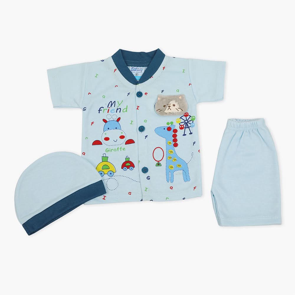 Newborn Boys Half Sleeves Suit - Blue, Newborn Boys Sets & Suits, Chase Value, Chase Value