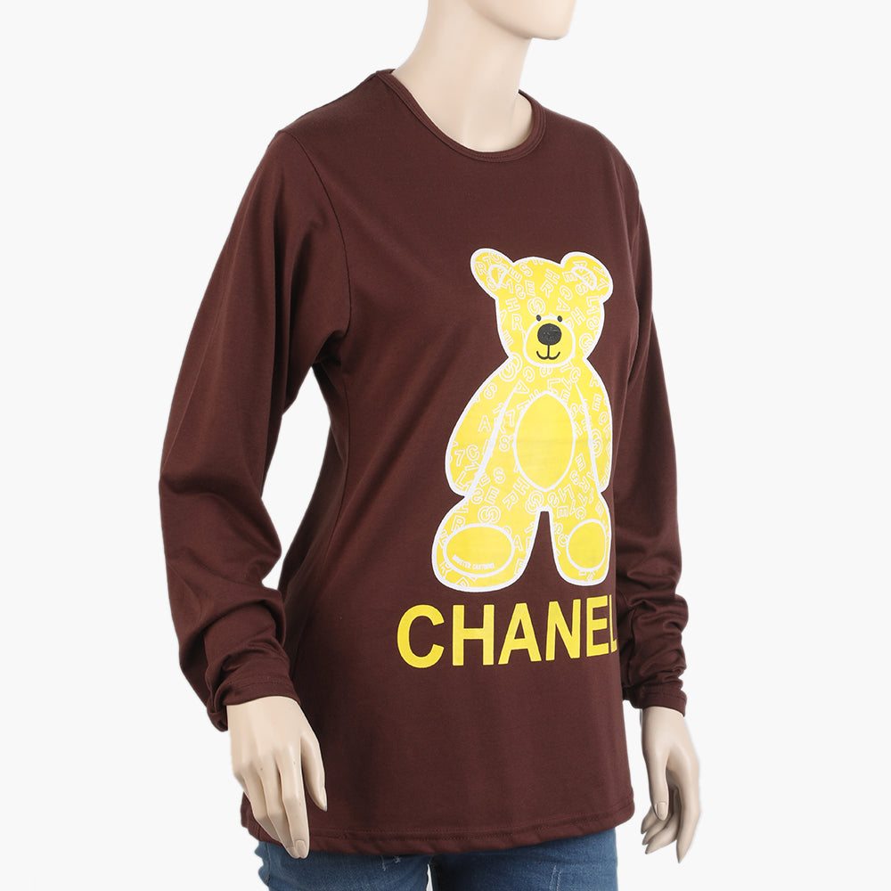 Women's Full Sleeves T-Shirt - Brown, Women T-Shirts & Tops, Chase Value, Chase Value