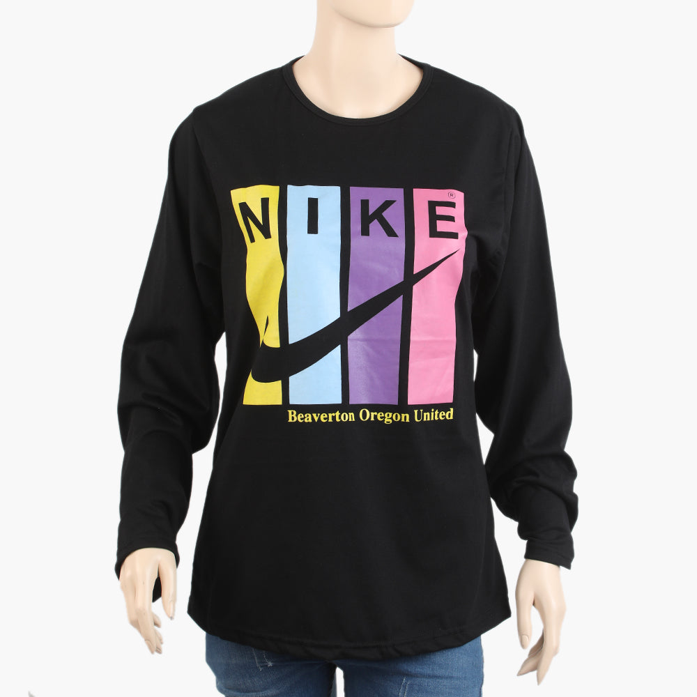 Women's Full Sleeves T-Shirt - Black, Women T-Shirts & Tops, Chase Value, Chase Value