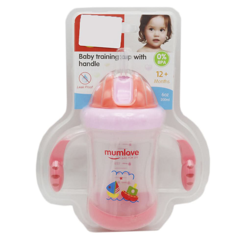 Mum Love Straw Cup With Handle 200ml C6226 - Pink, Kids, Feeding Supplies, Chase Value, Chase Value