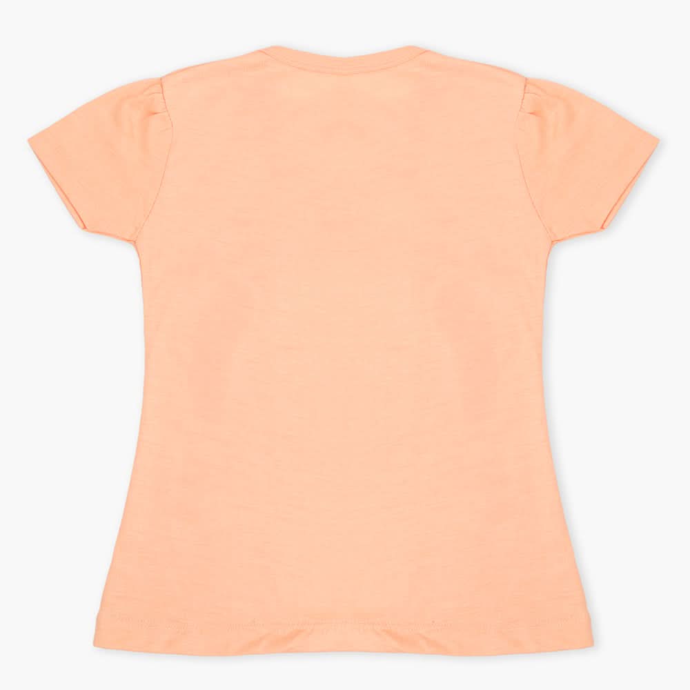 Girls Half Sleeves T-Shirt - Peach, Girls T-Shirts, Chase Value, Chase Value
