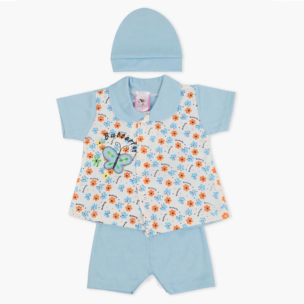 Newborn Girls Half Sleeves Suit - Blue, Newborn Girls Sets & Suits, Chase Value, Chase Value