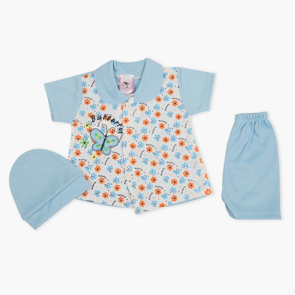 Newborn Girls Half Sleeves Suit - Blue, Newborn Girls Sets & Suits, Chase Value, Chase Value