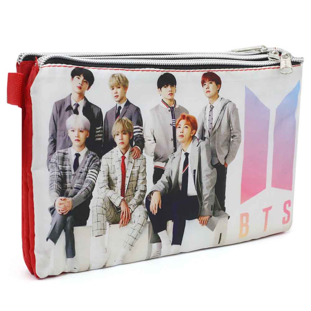 Pencil Pouch Three Zipper - Red, Pencil Boxes & Stationery Sets, Chase Value, Chase Value
