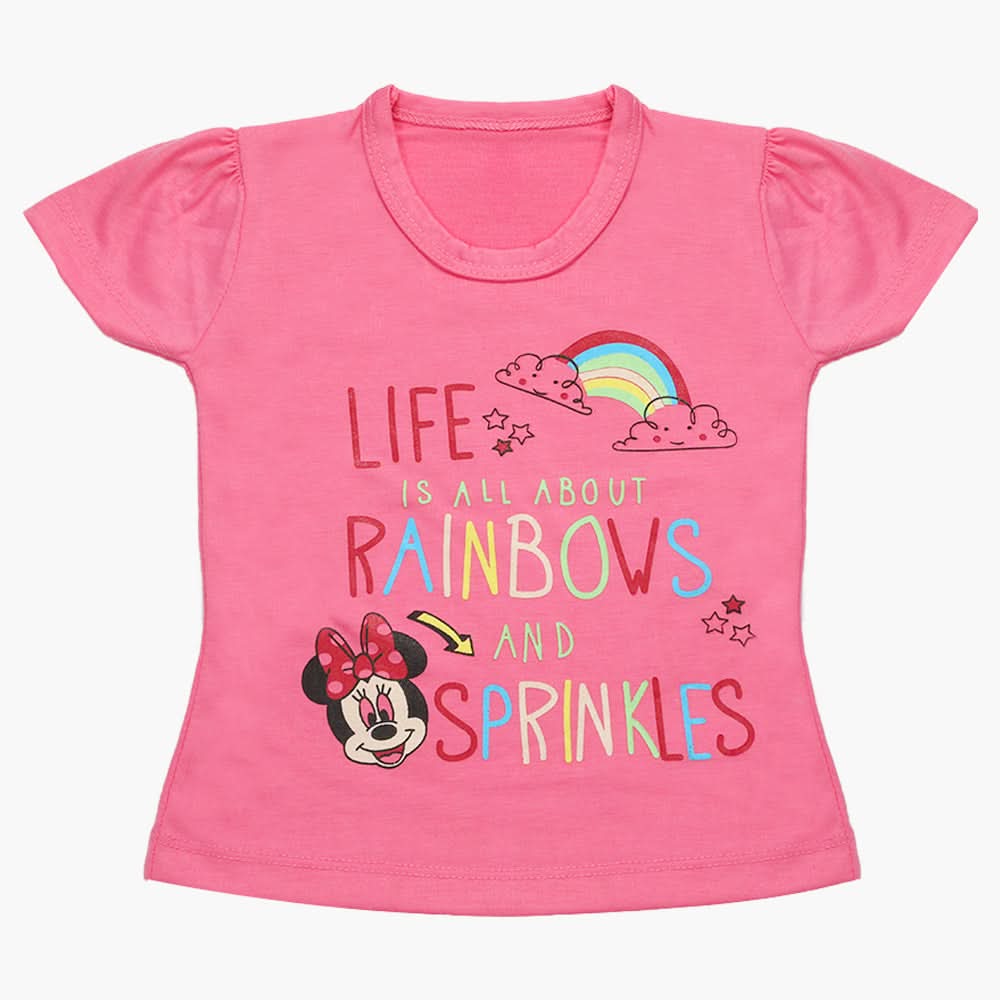 Girls Half Sleeves T-Shirt - Pink, Girls T-Shirts, Chase Value, Chase Value