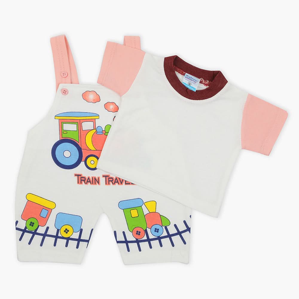 Newborn Boys Half Sleeves Romper - Peach, Newborn Boys Rompers, Chase Value, Chase Value