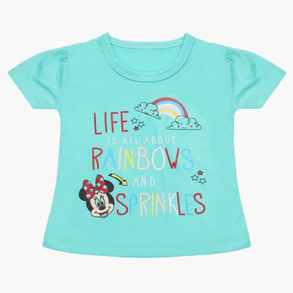 Girls Half Sleeves T-Shirt - Cyan, Girls T-Shirts, Chase Value, Chase Value