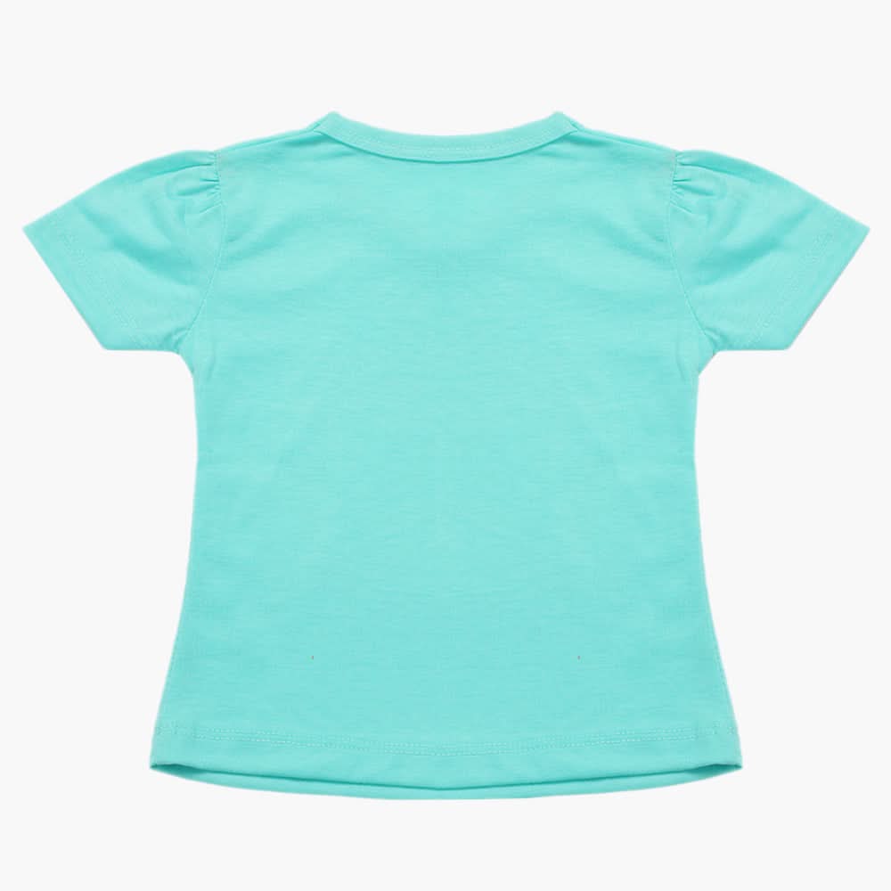 Girls Half Sleeves T-Shirt - Cyan, Girls T-Shirts, Chase Value, Chase Value