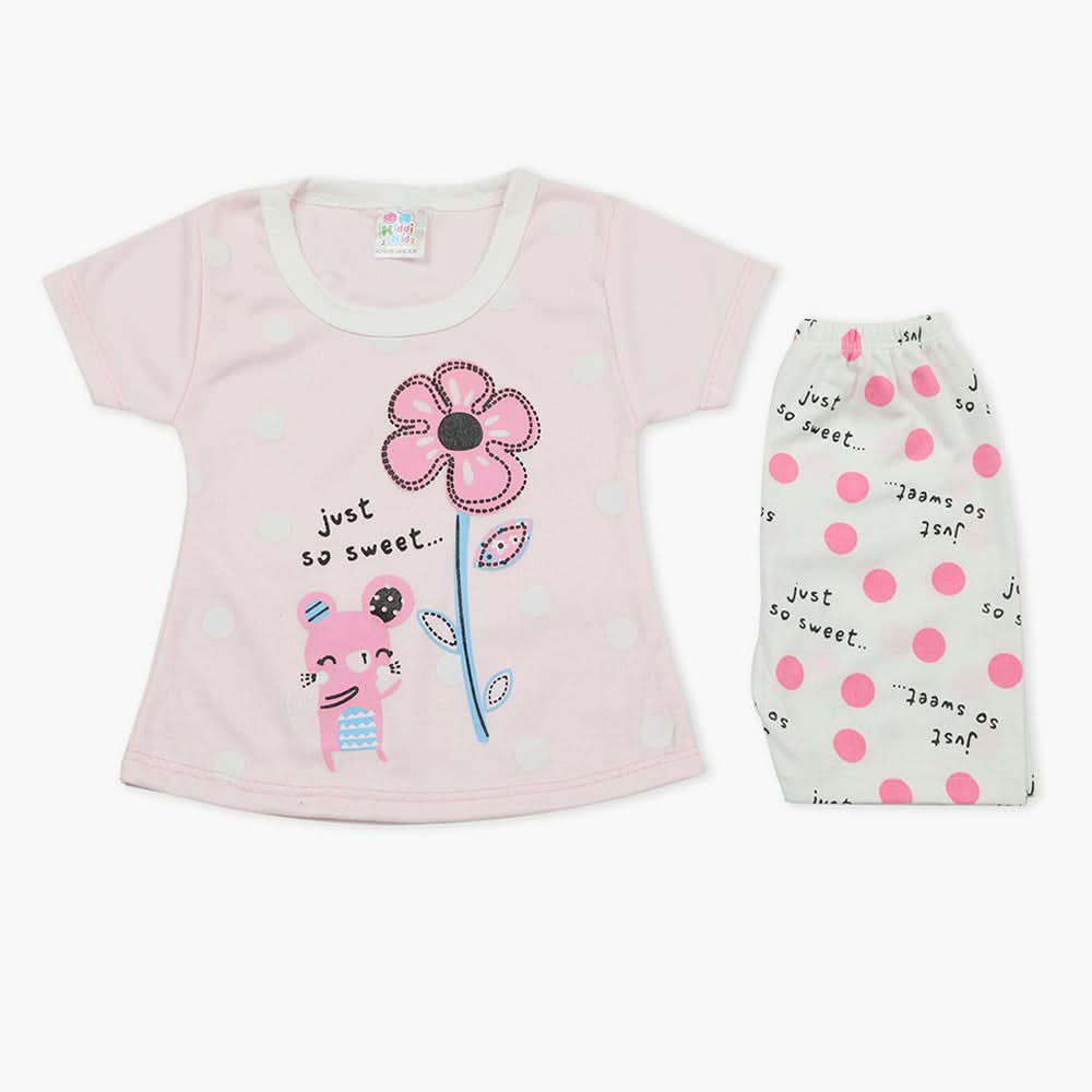 Newborn Girls Half Sleeves Suit - Light Pink, Newborn Girls Sets & Suits, Chase Value, Chase Value
