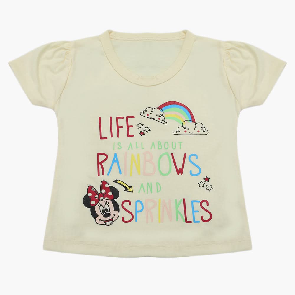 Girls Half Sleeves T-Shirt - Lemon, Girls T-Shirts, Chase Value, Chase Value