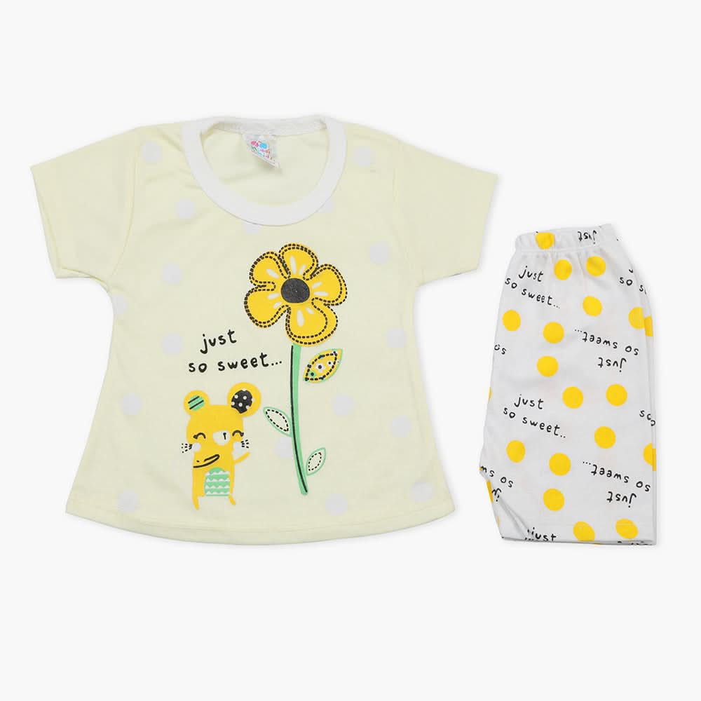 Newborn Girls Half Sleeves Suit - Lemon, Newborn Girls Sets & Suits, Chase Value, Chase Value