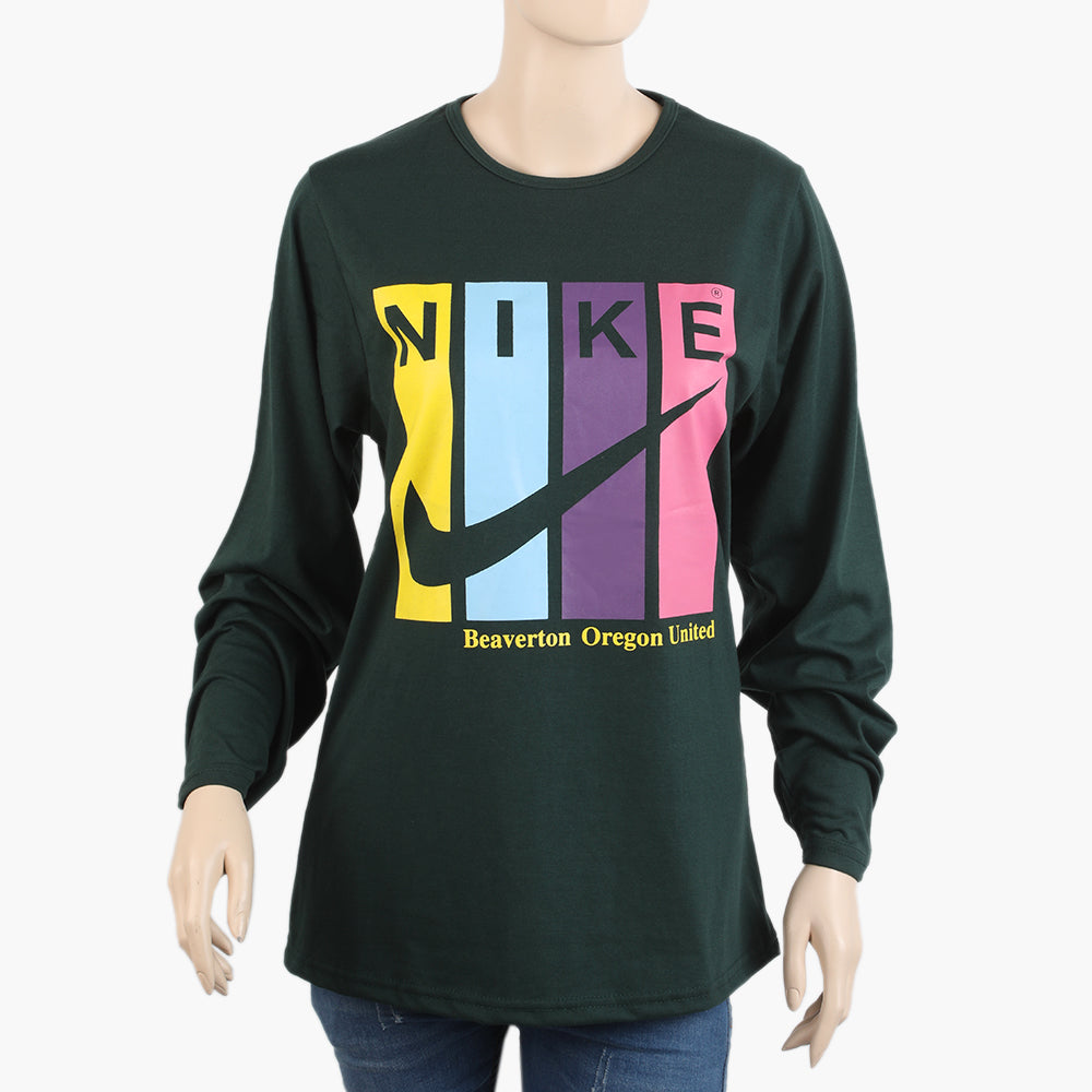 Women's Full Sleeves T-Shirt - Green, Women T-Shirts & Tops, Chase Value, Chase Value