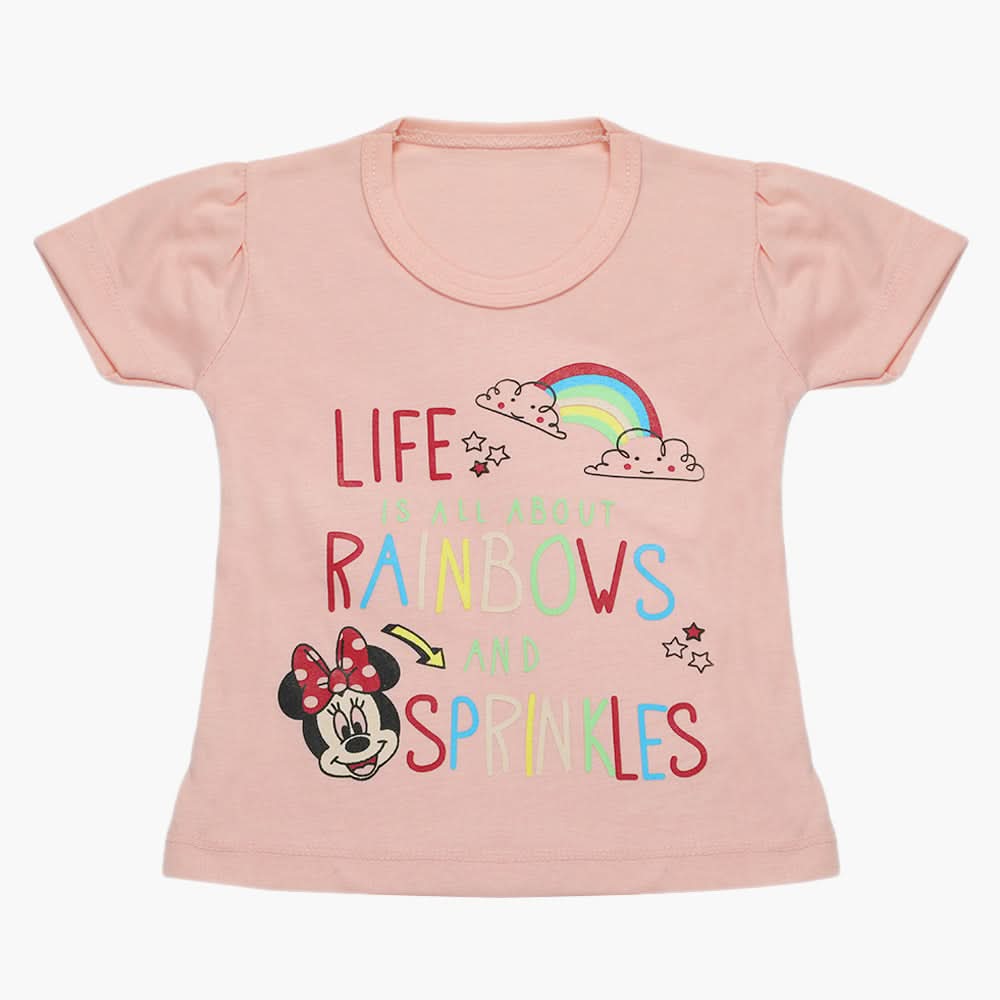 Girls Half Sleeves T-Shirt - Baby Pink, Girls T-Shirts, Chase Value, Chase Value