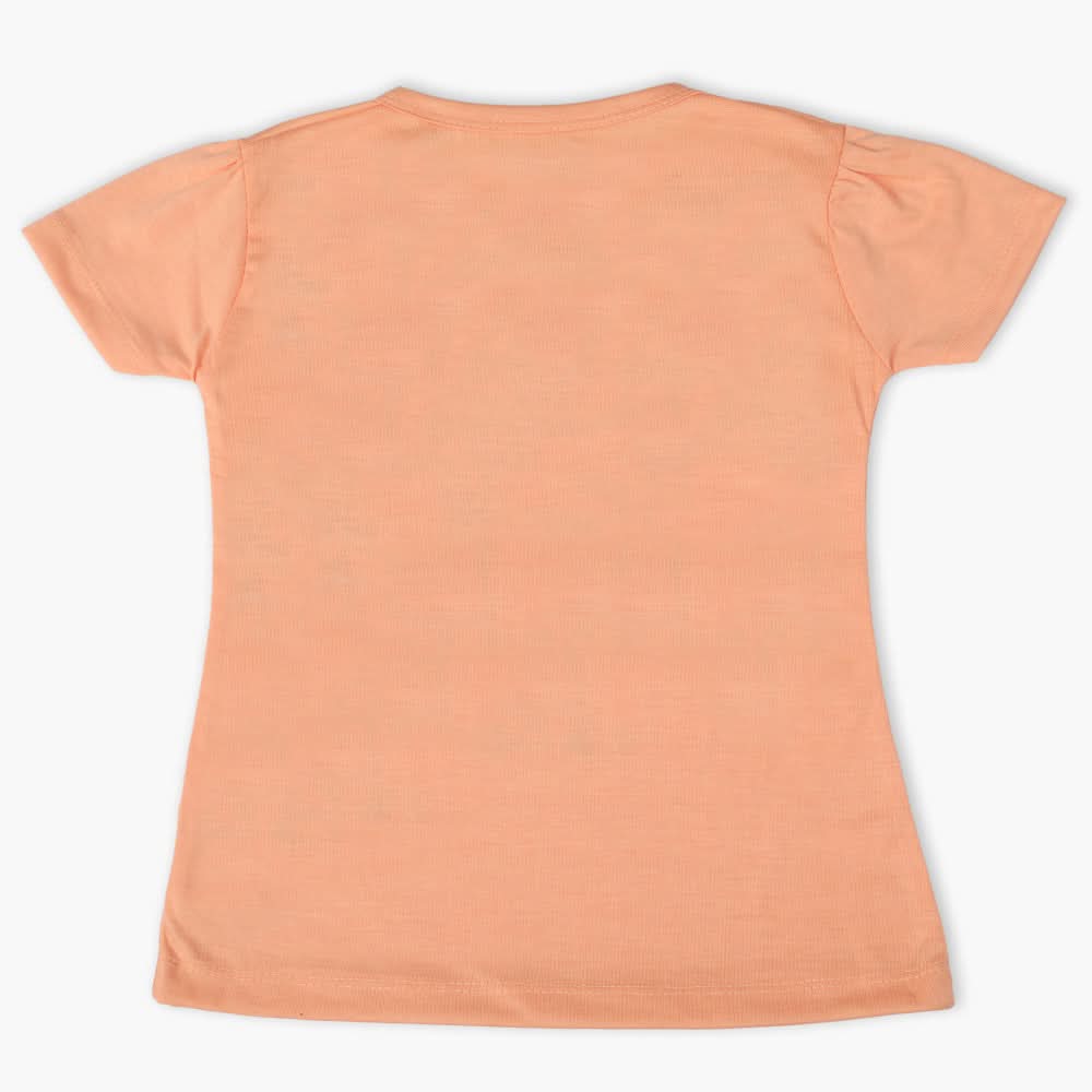 Girls Half Sleeves T-Shirt - Peach, Girls T-Shirts, Chase Value, Chase Value