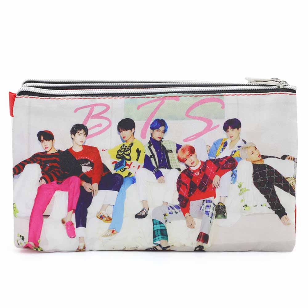 Pencil Pouch Three Zipper - Red, Pencil Boxes & Stationery Sets, Chase Value, Chase Value
