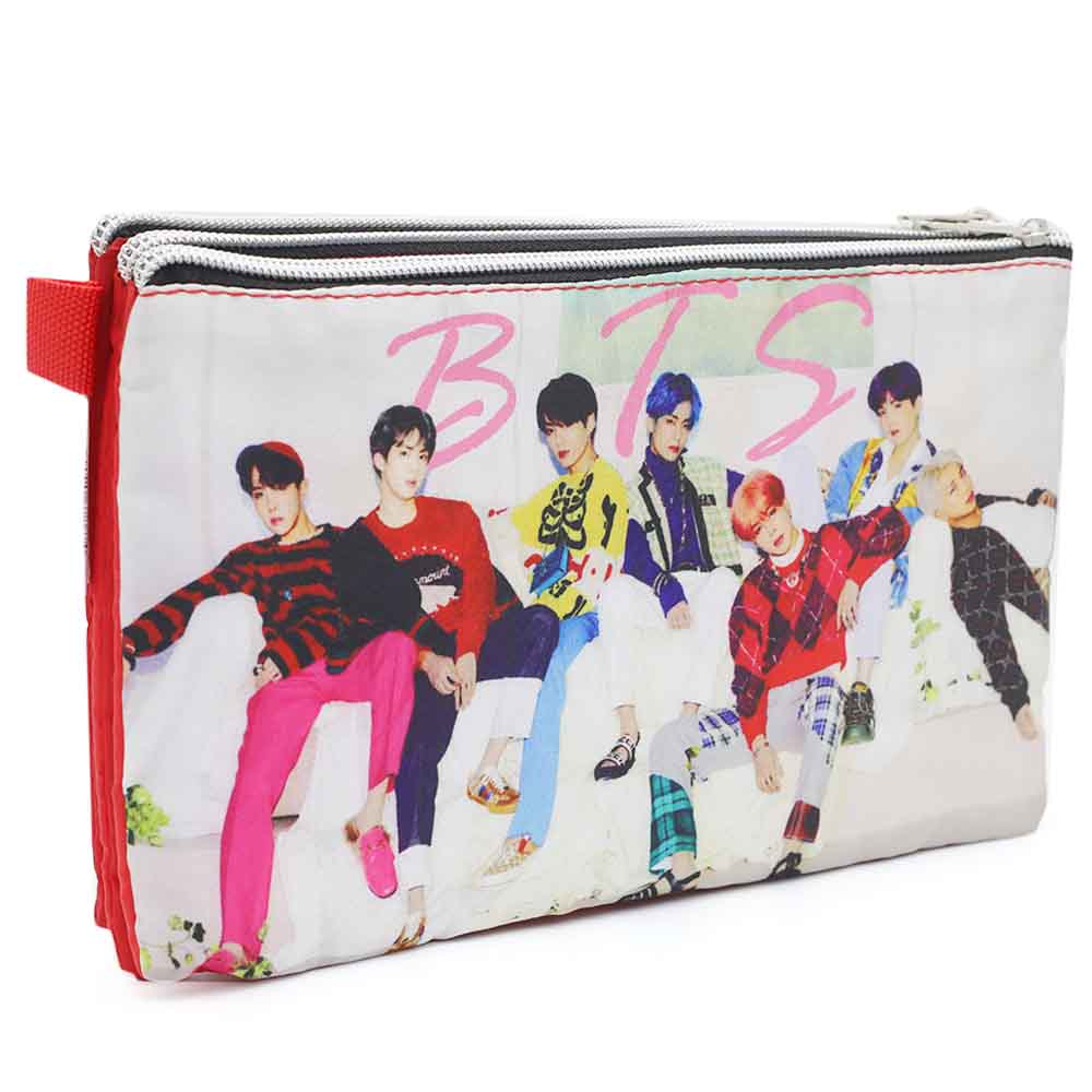 Pencil Pouch Three Zipper - Red, Pencil Boxes & Stationery Sets, Chase Value, Chase Value