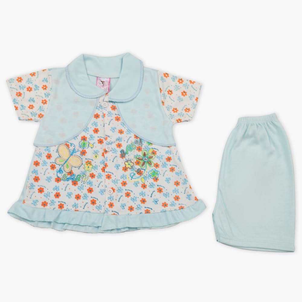Newborn Girls Half Sleeves Suit - Light Blue, Newborn Girls Sets & Suits, Chase Value, Chase Value