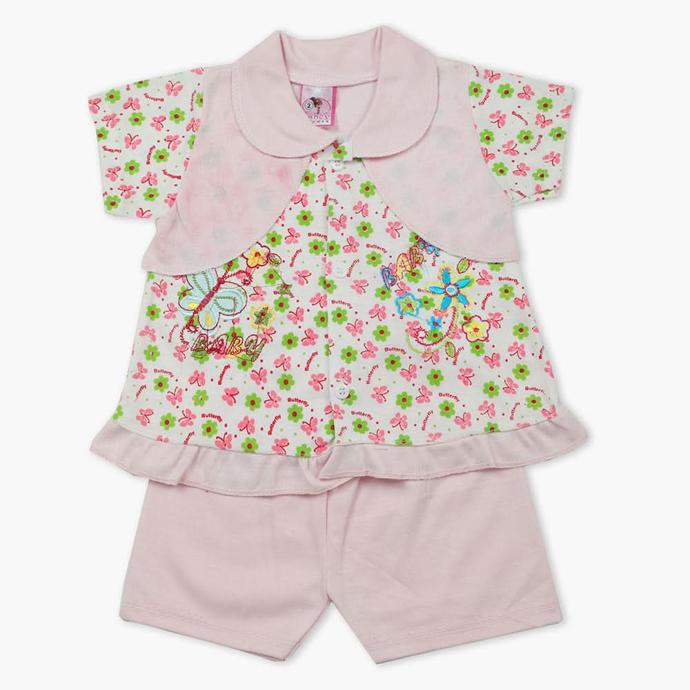 Newborn Girls Half Sleeves Suit - Light Pink, Newborn Girls Sets & Suits, Chase Value, Chase Value