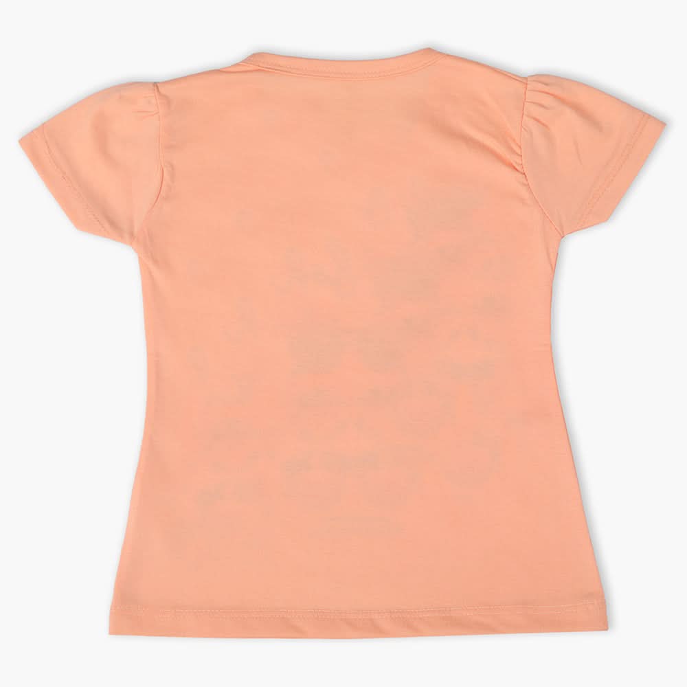 Girls Half Sleeves T-Shirt - Peach, Girls T-Shirts, Chase Value, Chase Value