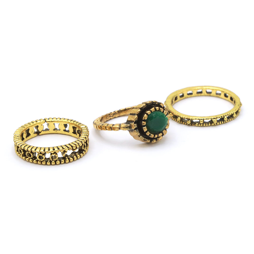 Finger Ring 3 Pc - Green, Girls Finger Rings, Chase Value, Chase Value
