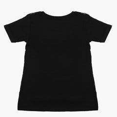 Girls Half Sleeves T-Shirt - Black, Girls T-Shirts, Chase Value, Chase Value