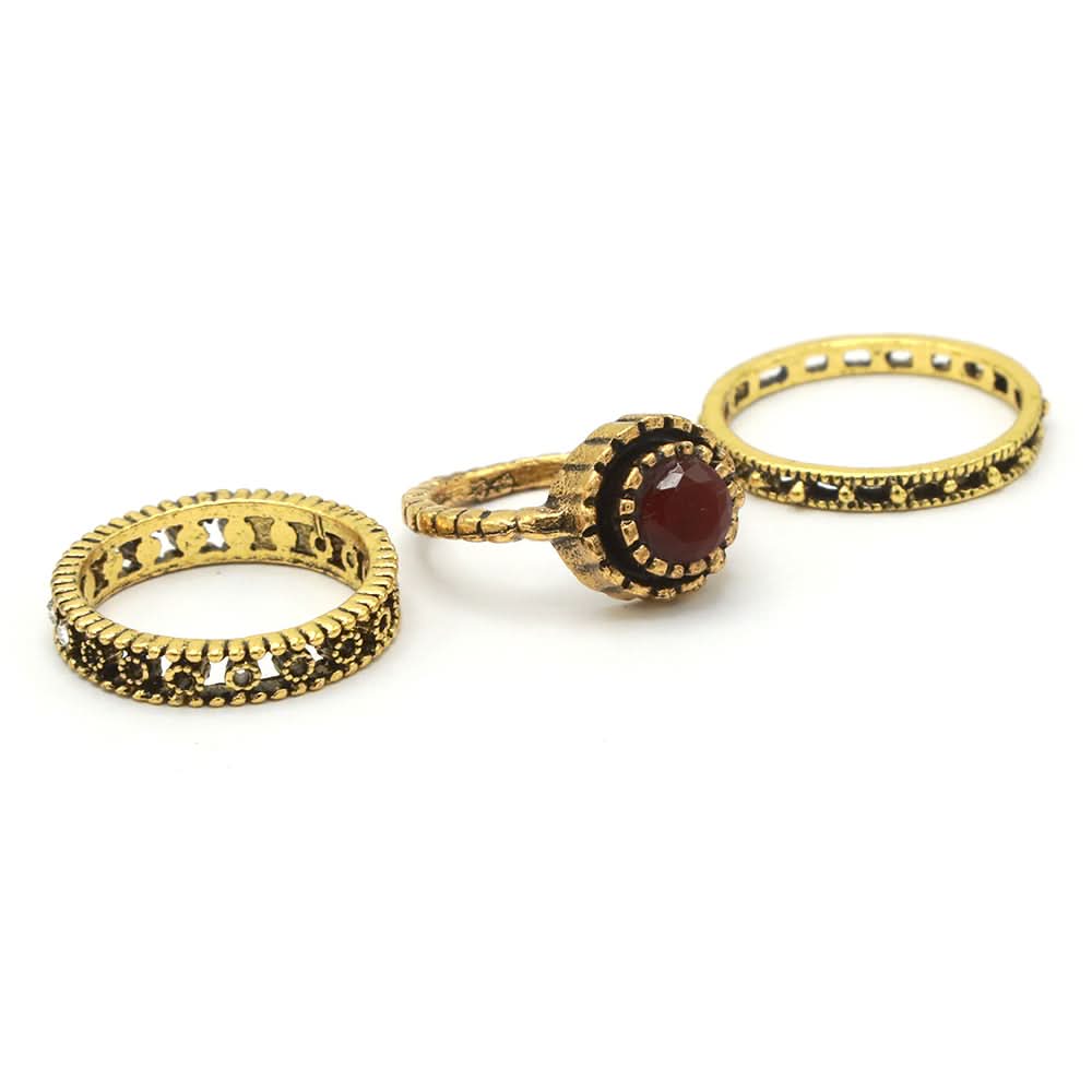 Finger Ring 3 Pc - Maroon, Girls Finger Rings, Chase Value, Chase Value