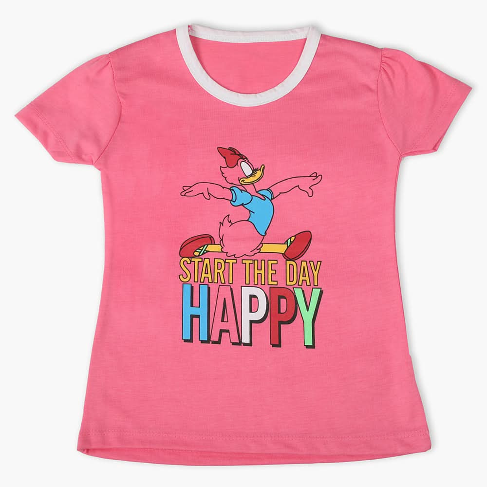 Girls Half Sleeves T-Shirt - Pink, Girls T-Shirts, Chase Value, Chase Value
