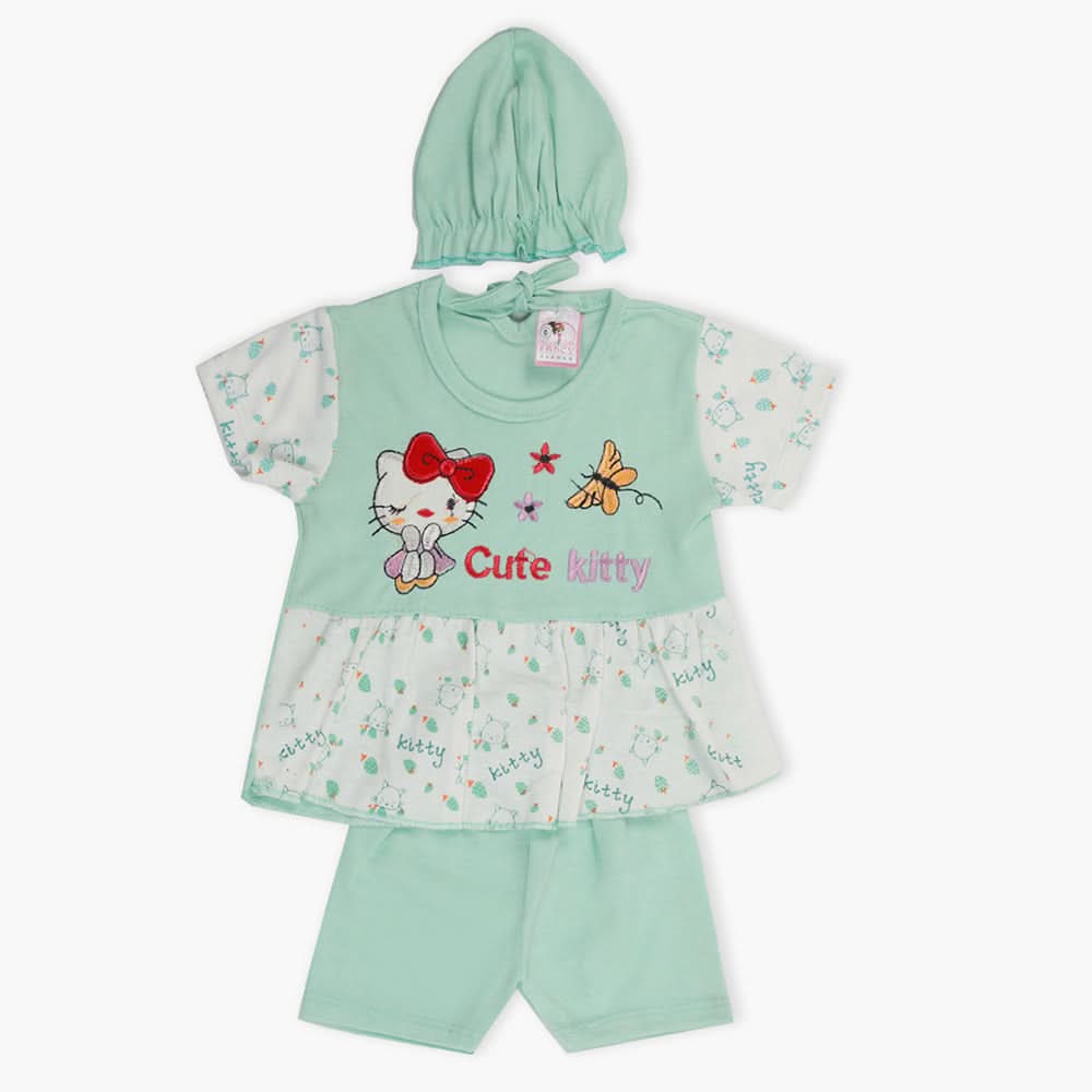 Newborn Girls Half Sleeves Suit - Cyan, Newborn Girls Sets & Suits, Chase Value, Chase Value