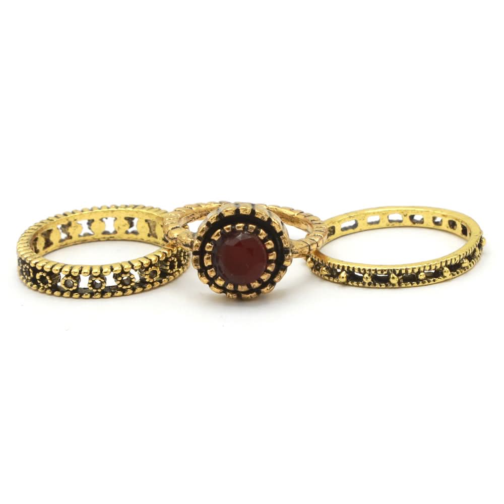 Finger Ring 3 Pc - Maroon, Girls Finger Rings, Chase Value, Chase Value