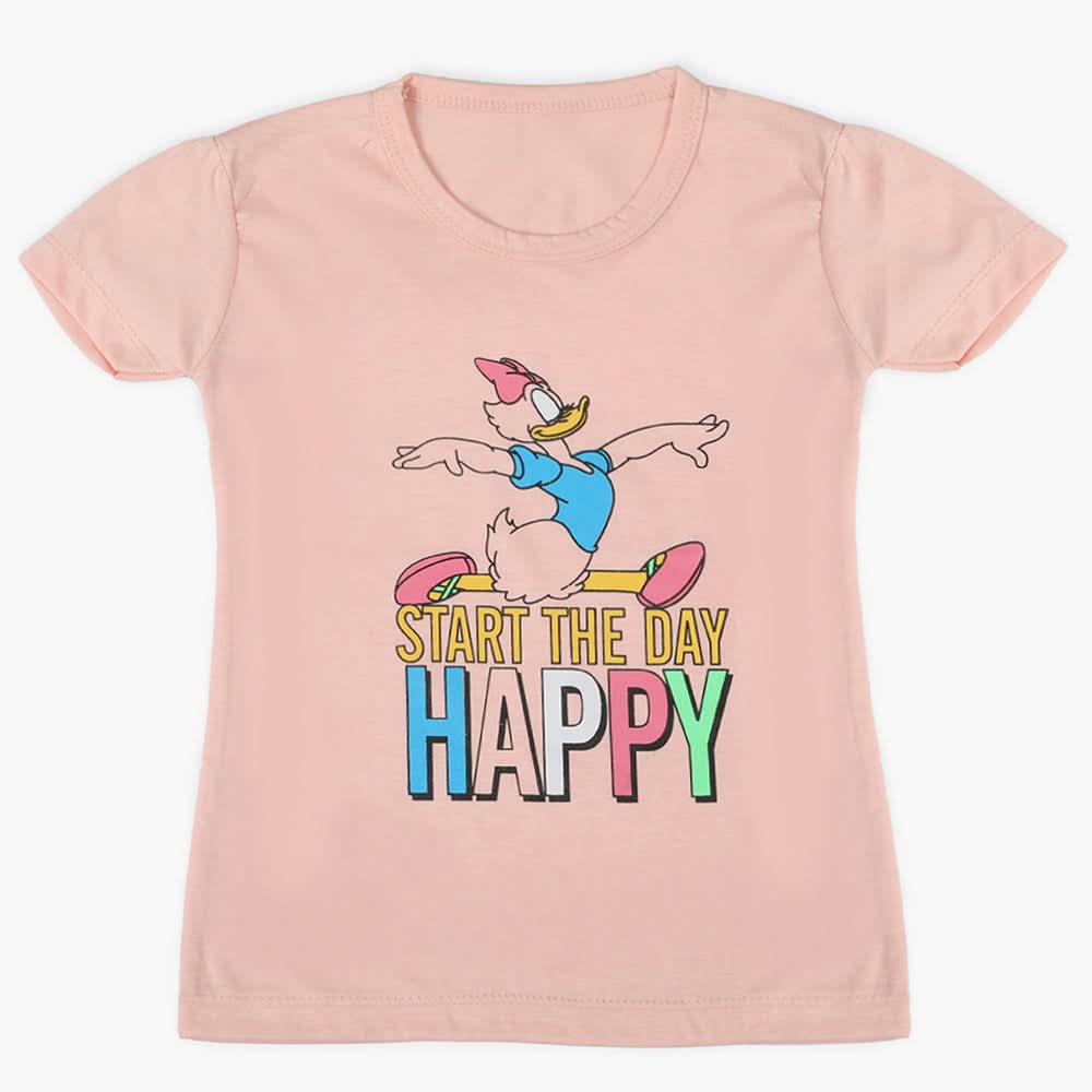 Girls Half Sleeves T-Shirt - Baby Pink, Girls T-Shirts, Chase Value, Chase Value