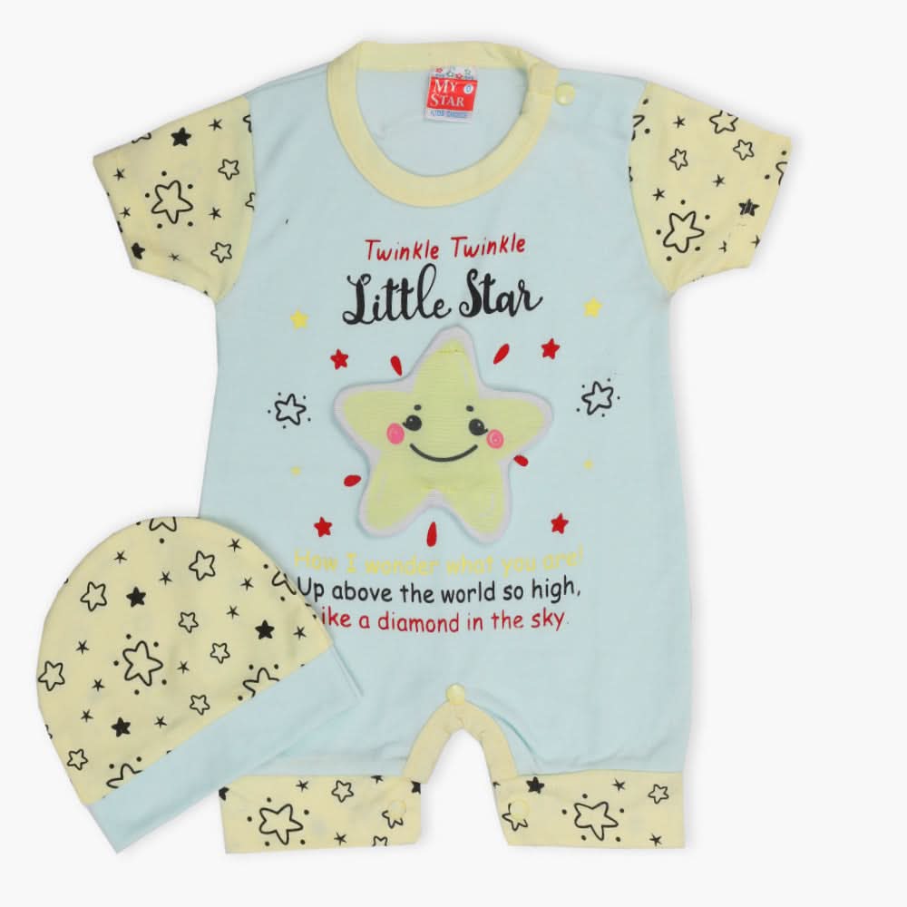 Newborn Boys Half Sleeves Romper - Light Blue, Newborn Boys Rompers, Chase Value, Chase Value