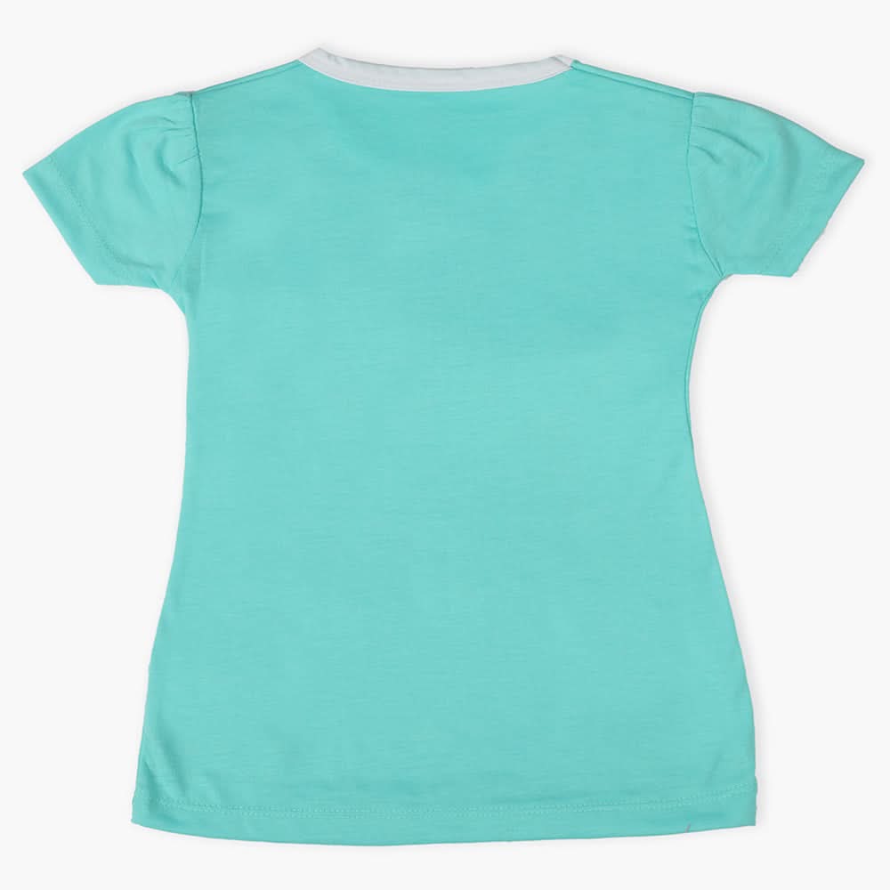 Girls Half Sleeves T-Shirt - Cyan, Girls T-Shirts, Chase Value, Chase Value