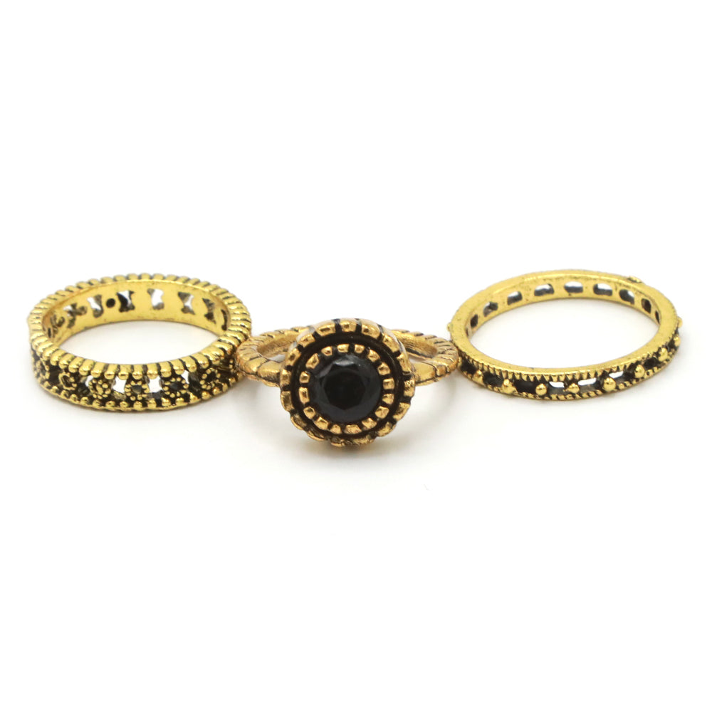Finger Ring 3 Pc - Black, Girls Finger Rings, Chase Value, Chase Value