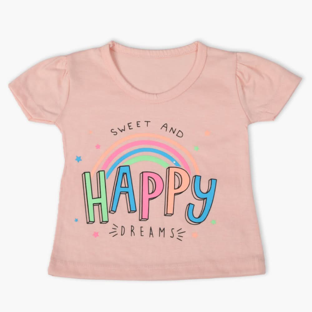 Girls Half Sleeves T-Shirt - Baby Pink, Girls T-Shirts, Chase Value, Chase Value
