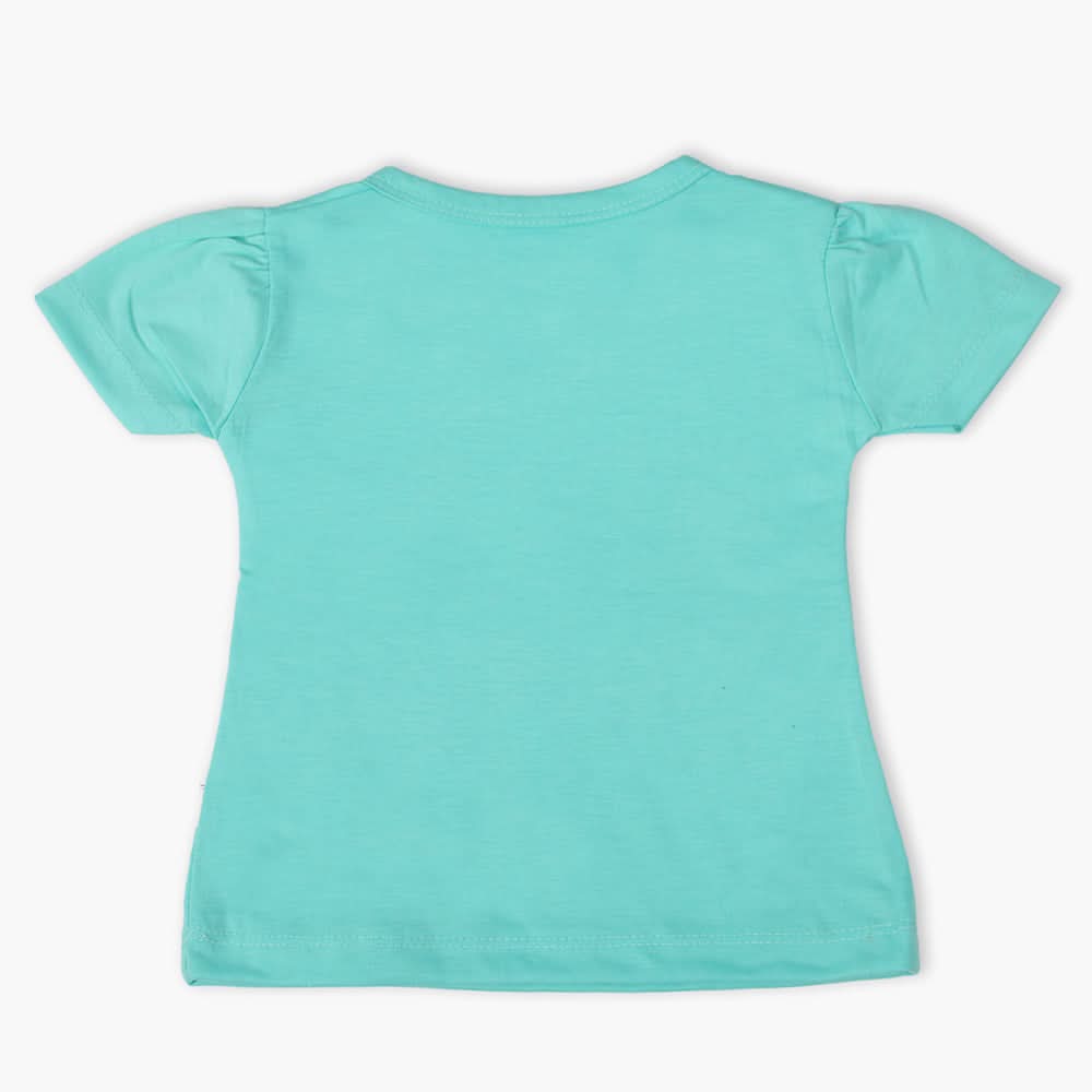 Girls Half Sleeves T-Shirt - Cyan, Girls T-Shirts, Chase Value, Chase Value