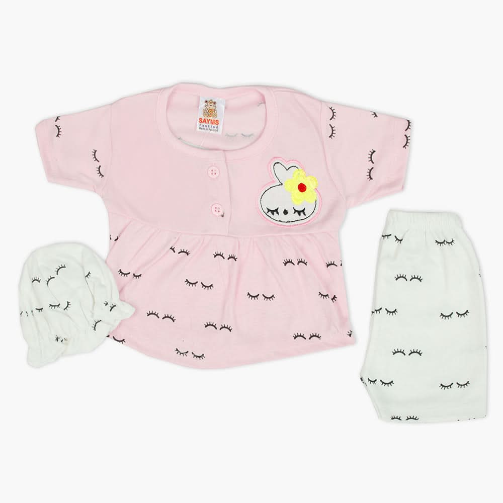 Newborn Girls Half Sleeves Suit - Light Pink, Newborn Girls Sets & Suits, Chase Value, Chase Value