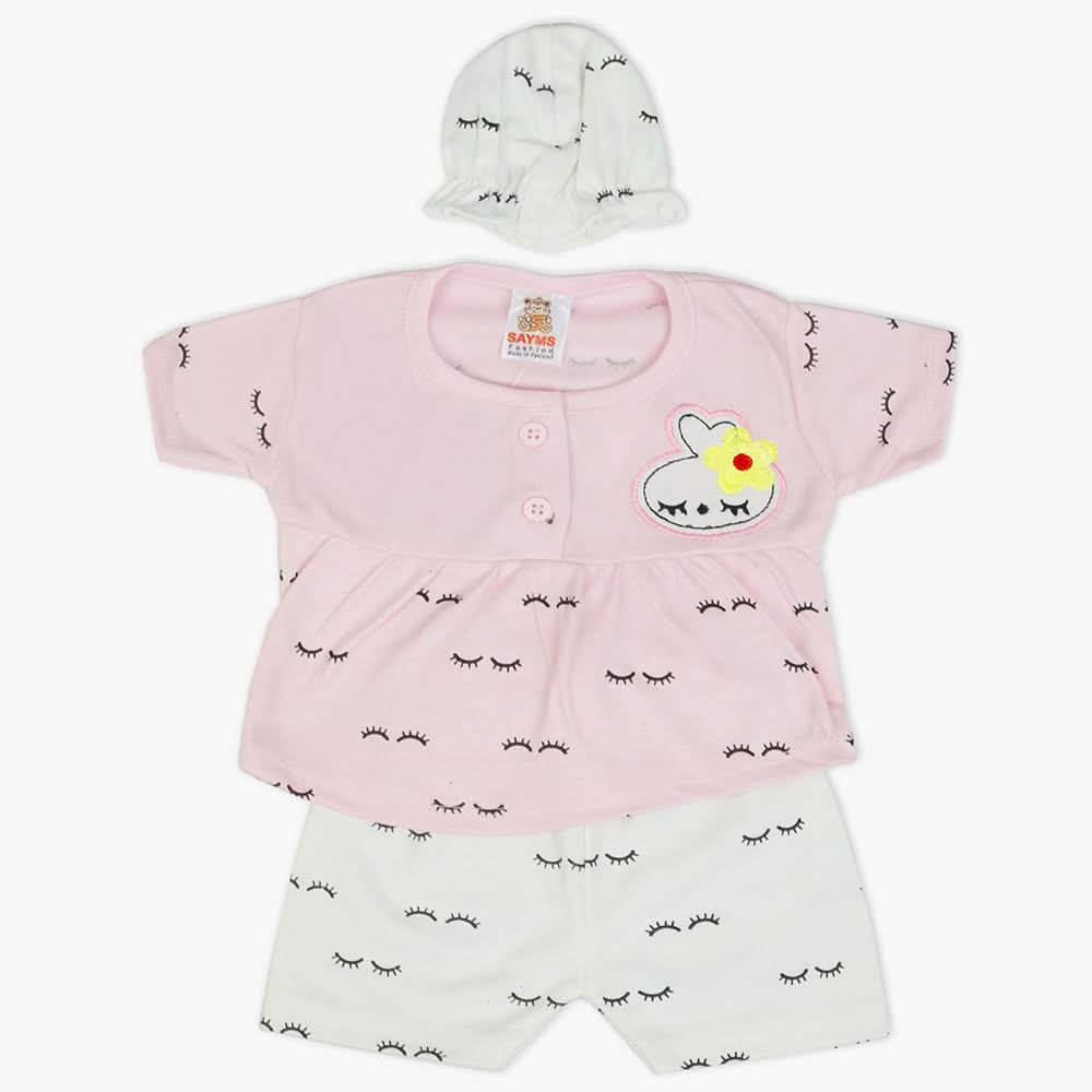 Newborn Girls Half Sleeves Suit - Light Pink, Newborn Girls Sets & Suits, Chase Value, Chase Value