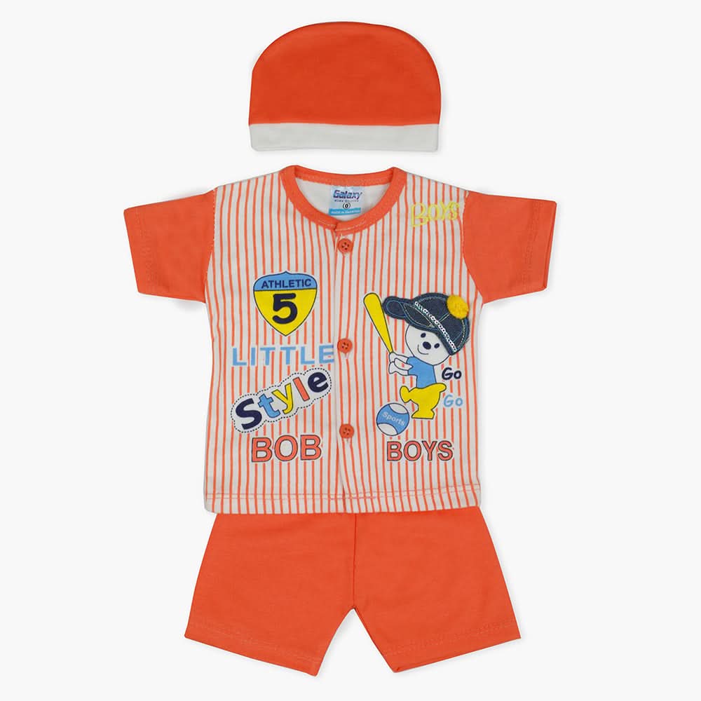 Newborn Boys Half Sleeves Suit - Peach, Newborn Boys Sets & Suits, Chase Value, Chase Value