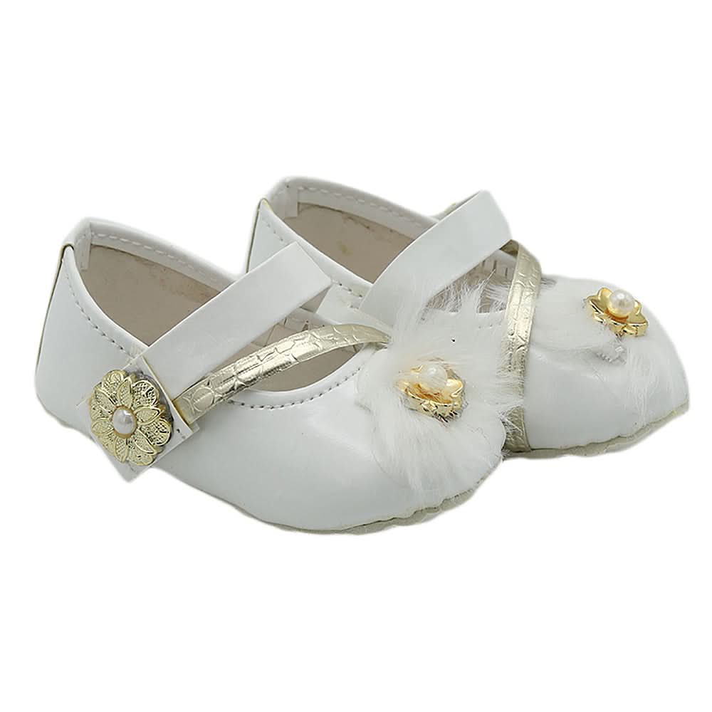 Newborn Girls Fur Pumps - White, Kids, NB Shoes And Socks, Chase Value, Chase Value