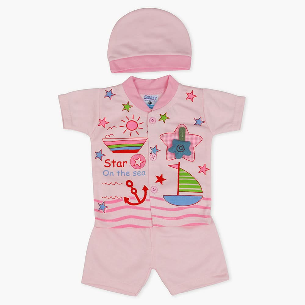 Newborn Boys Half Sleeves Suit - Pink, Newborn Boys Sets & Suits, Chase Value, Chase Value