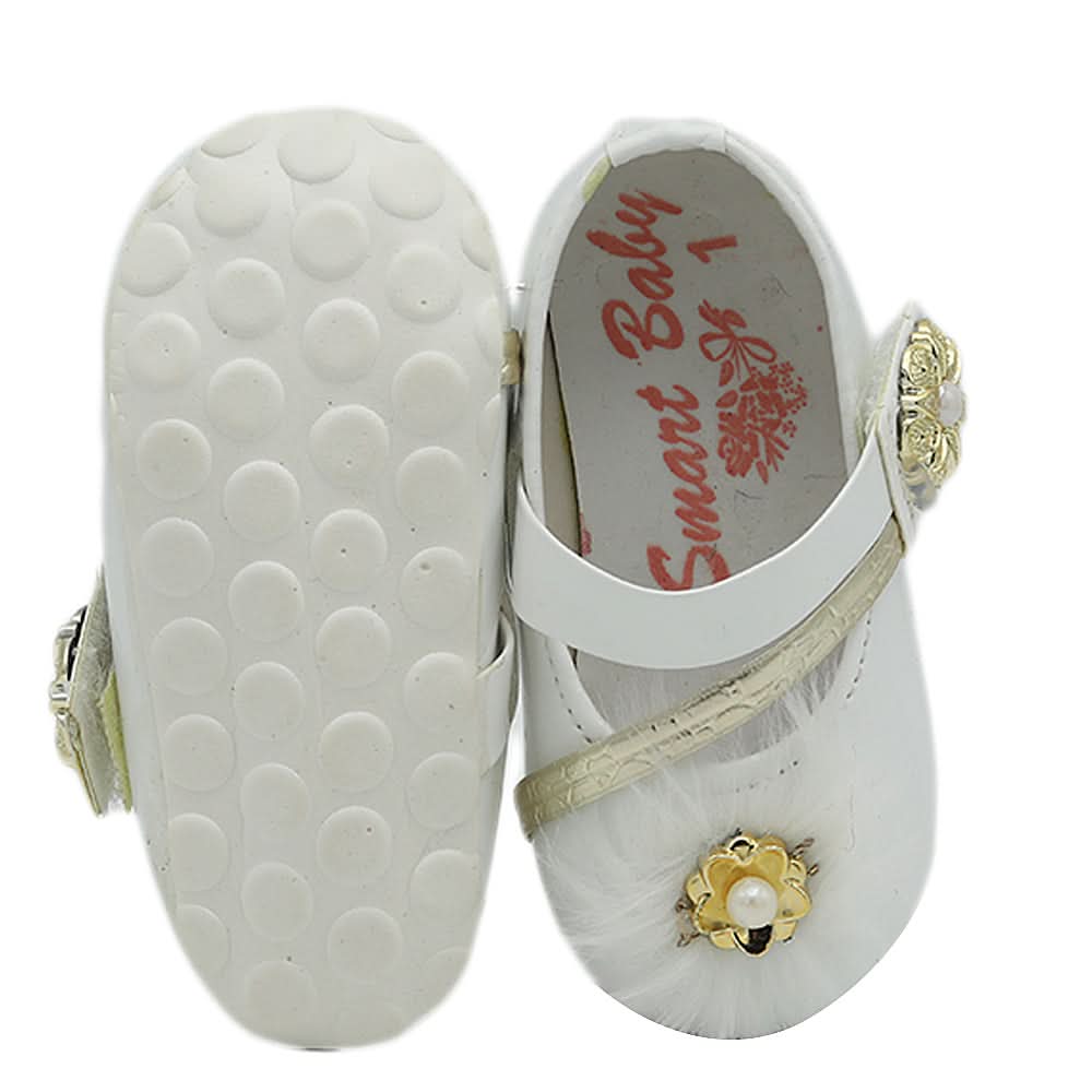 Newborn Girls Fur Pumps - White, Kids, NB Shoes And Socks, Chase Value, Chase Value