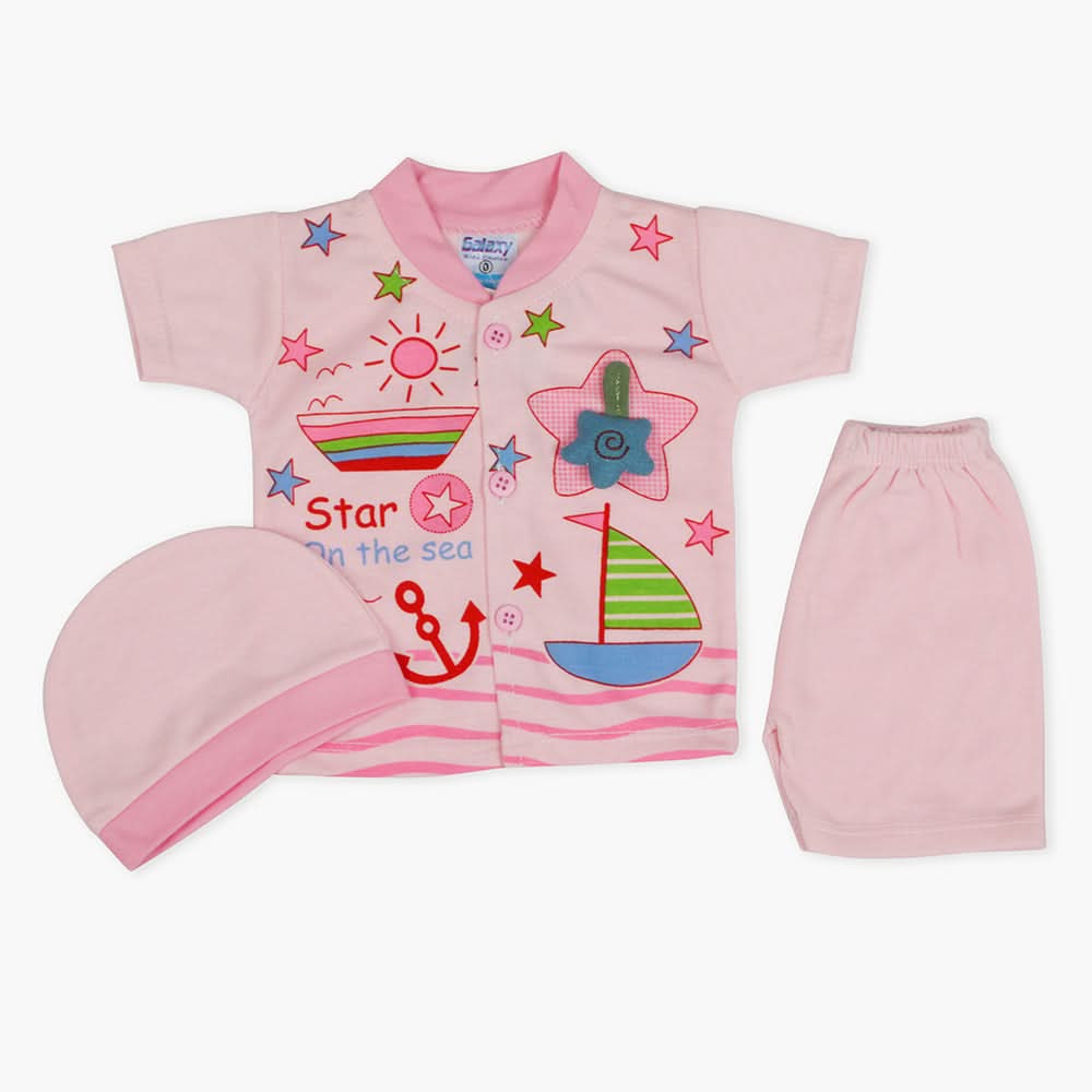 Newborn Boys Half Sleeves Suit - Pink, Newborn Boys Sets & Suits, Chase Value, Chase Value