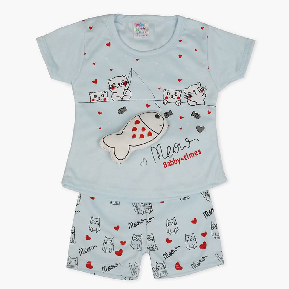 Newborn Girls Half Sleeves Suit - Blue, Newborn Girls Sets & Suits, Chase Value, Chase Value