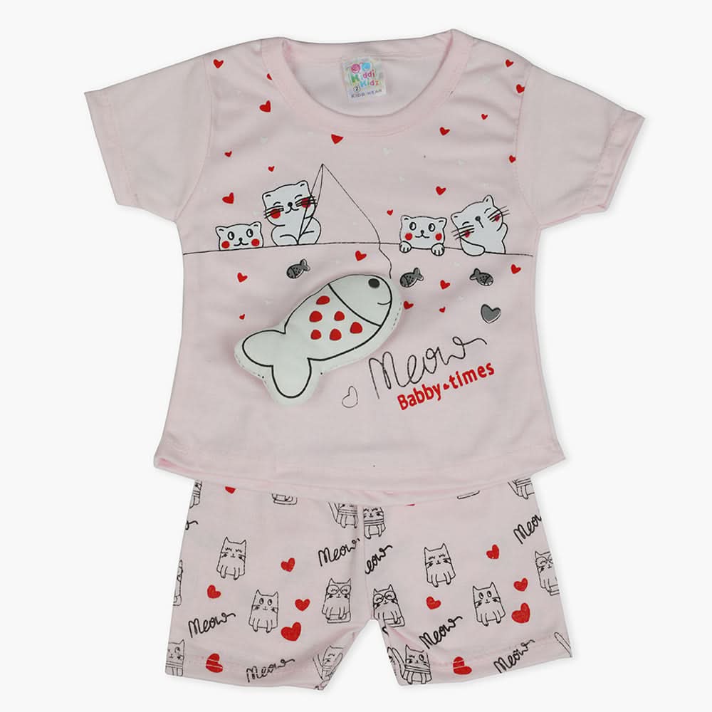 Newborn Girls Half Sleeves Suit - Light Pink, Newborn Girls Sets & Suits, Chase Value, Chase Value