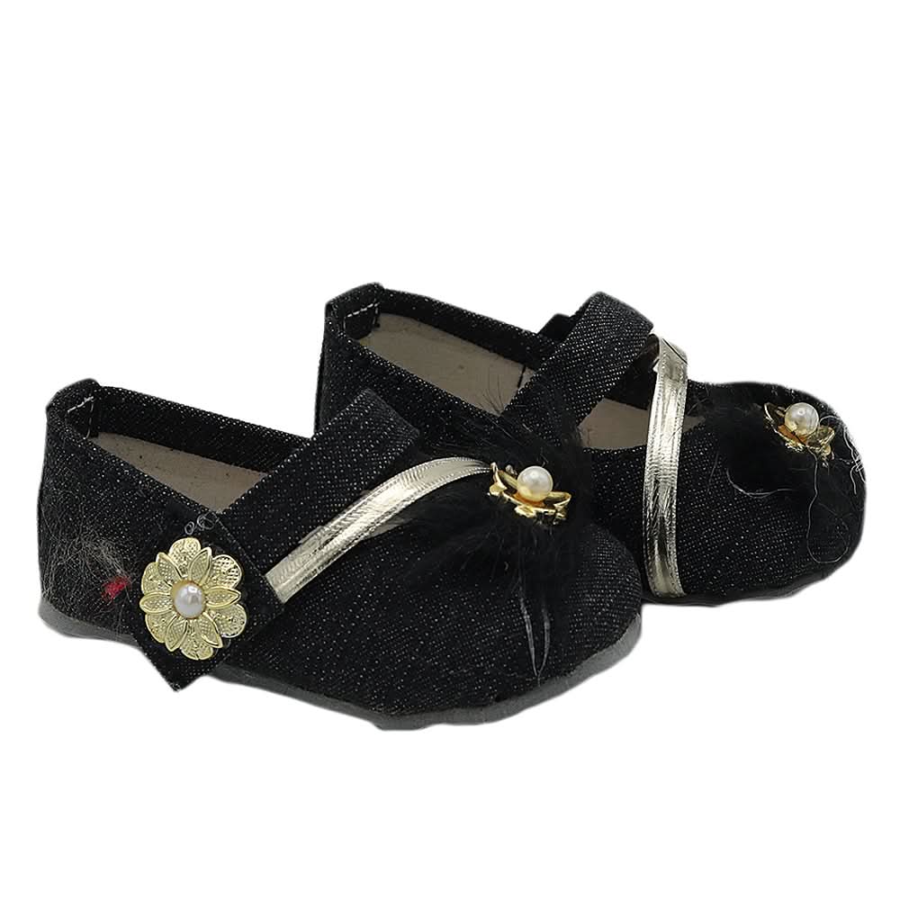 Newborn Girls Fur Pumps - Black, Kids, NB Shoes And Socks, Chase Value, Chase Value
